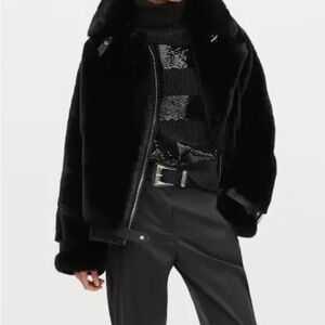 NWT The Kooples Dark Faux Fur Teddy Jacket